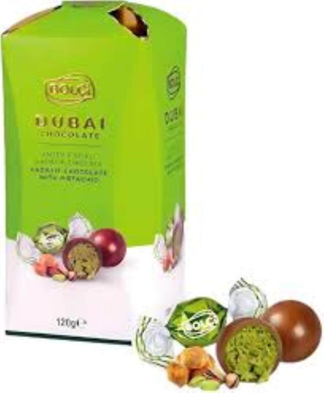 BOLCI DUBAI CHOC PISTACHIO KADAYIF FILLED MILK CHO BOX 120G